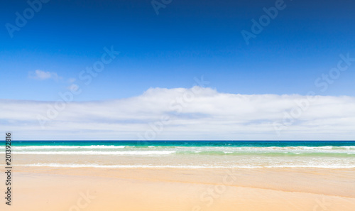 Sandy beach landscape. Porto Santo isalnd