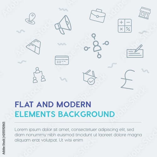 business, money, shopping outline vector icons and elements background concept on grey background...Multipurpose use on websites, presentations, brochures and more