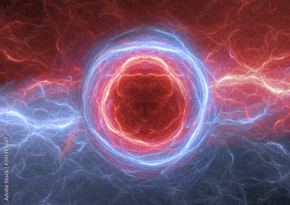 Fototapeta premium Fire and ice abstract fractal lightning, plasma electrical background