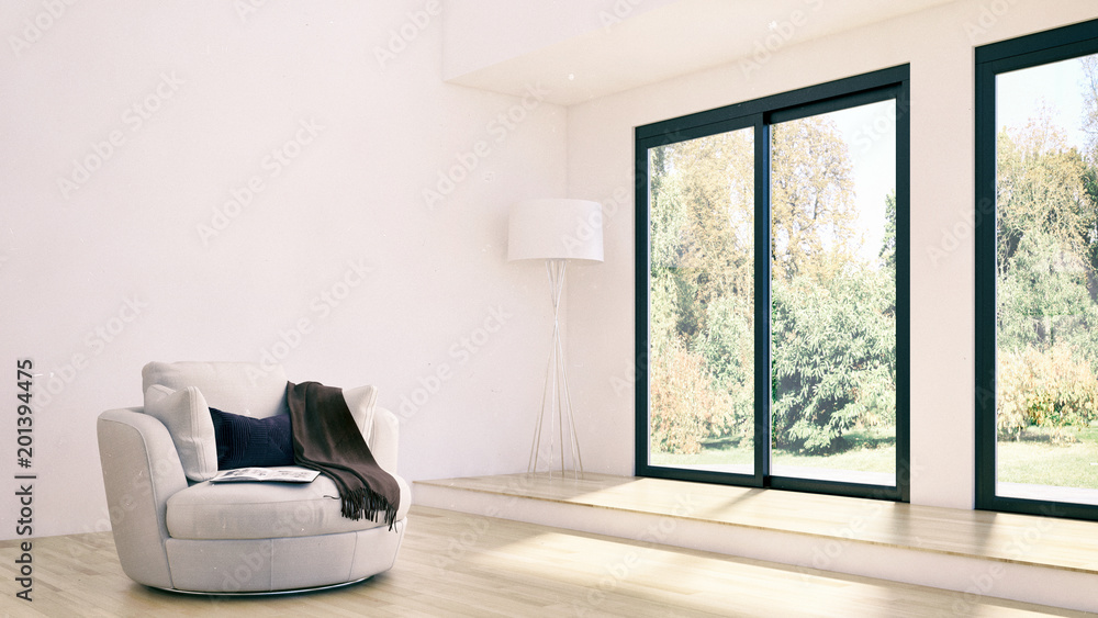 Fototapeta premium Modern bright interiors apartment 3D rendering illustration
