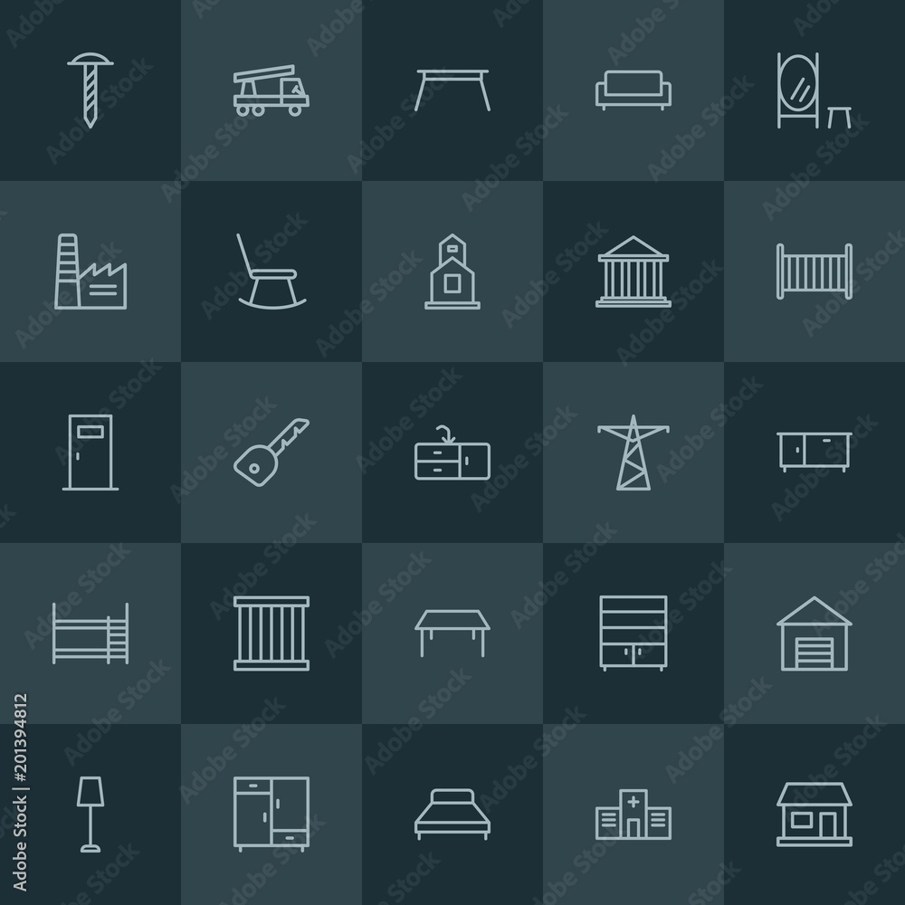 Modern Simple Set of industry, buildings, furniture Vector outline Icons. ..Contains such Icons as furniture, house, estate, interior and more on dark background. Fully Editable. Pixel Perfect. Modern Simple Set of industry, buildings, furniture Vector outline Icons. ..Contains such Icons as furniture, house, estate, interior and more on dark background. Fully Editable. Pixel Perfect.