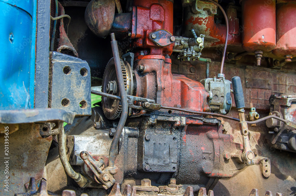 motor in an old Soviet-made tractor