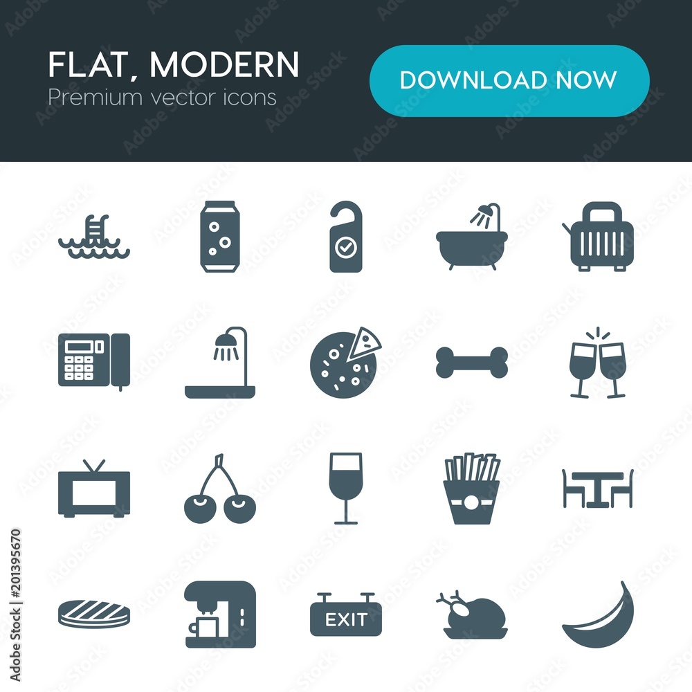 Modern Simple Set of food, hotel, drinks Vector fill Icons. ..Contains such Icons as hot, can, machine, room, exit, healthy, people and more on white background. Fully Editable. Pixel Perfect Modern Simple Set of food, hotel, drinks Vector fill Icons. ..Contains such Icons as hot, can, machine, room, exit, healthy, people and more on white background. Fully Editable. Pixel Perfect