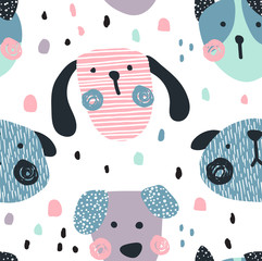 Keuken achterwand Honden patronen Speelse honden patroon voor kinderen  © los_ojos_pardos