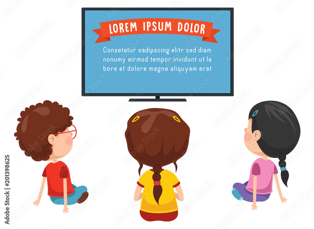Vector Illustration Of Kid Watching Tv Vector Illustration Of Kid Watching Tv