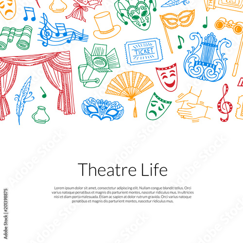 Vector doodle theatre background illustration