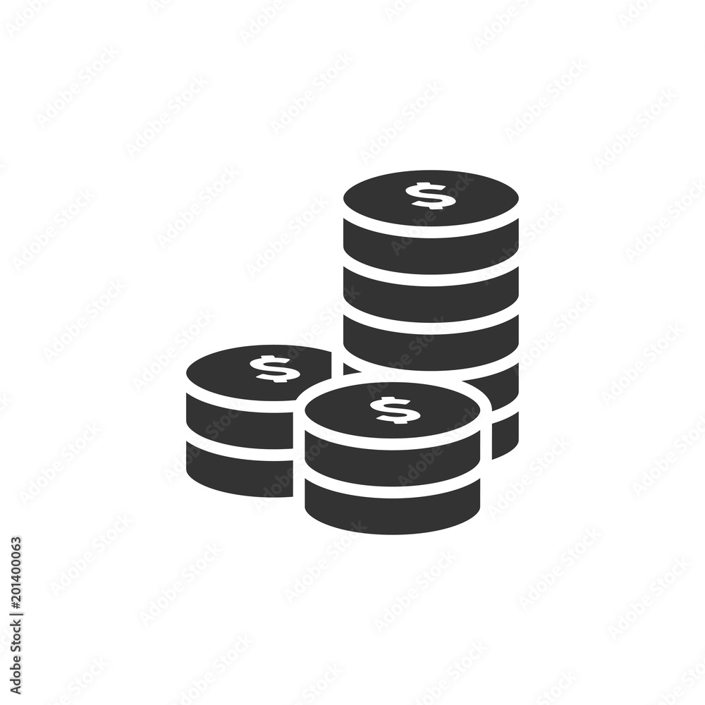 Money. Line Icon Vector. Payment system. Coins and Dollar cent Sign isolated on white background. Flat design style. Business concept. Money. Line Icon Vector. Payment system. Coins and Dollar cent Sign isolated on white background. Flat design style. Business concept.