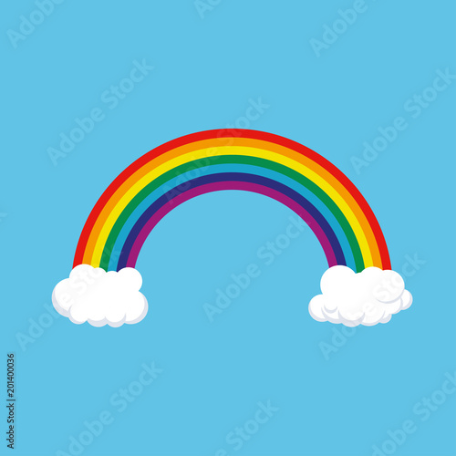 Color Rainbow With Clouds, With Gradient Mesh, Vector Illustration