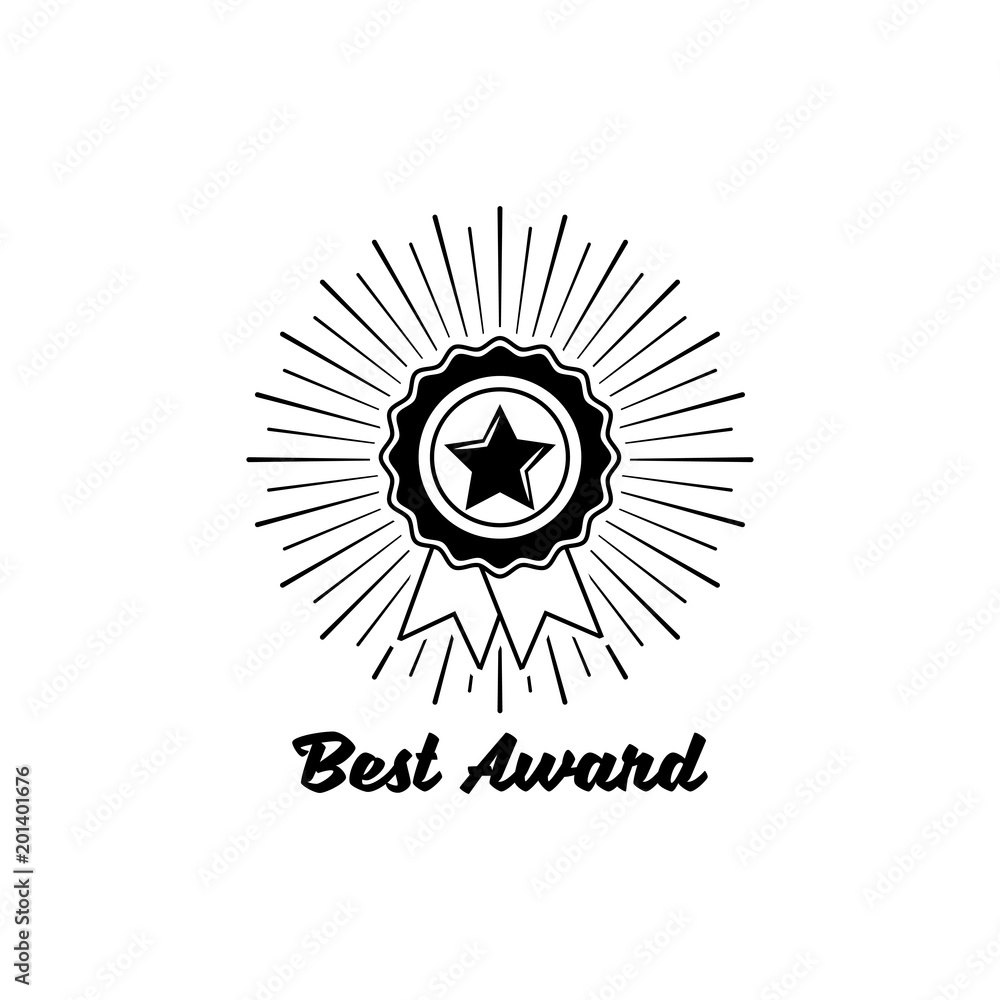 Medal symbol badge. Ribbon award. illustration isolated on white Medal symbol badge. Ribbon award. illustration isolated on white