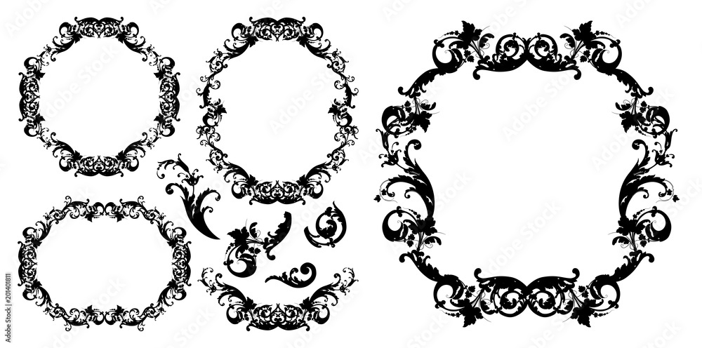 Obraz premium vintage frames and floral elements