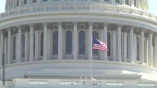 Close-up of the American Flag over Congress