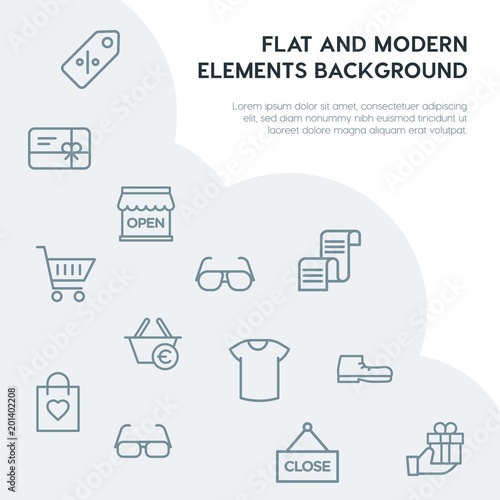 clothes, shopping outline vector icons and elements background concept on grey background...Multipurpose use on websites, presentations, brochures and more