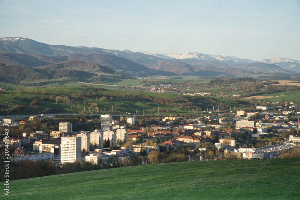 Fototapeta premium View of Banska Bystrica from Urpin mountain. Slovakia. April 2018