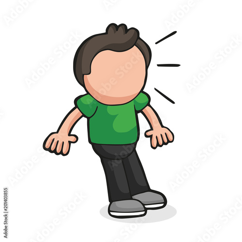 Vector hand-drawn cartoon of man shocked and surprised