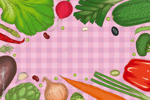 Vegetable Frame. Menu Template