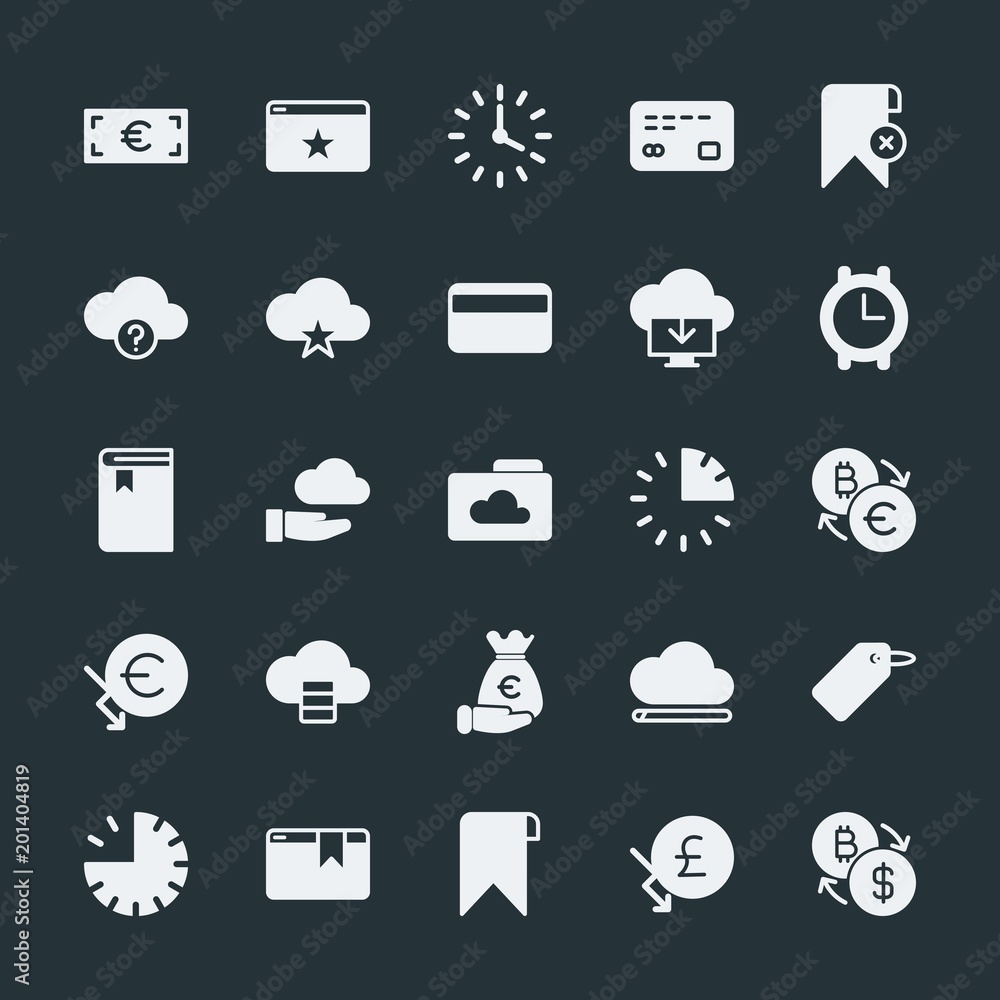 Modern Simple Set of money, cloud and networking, time, bookmarks Vector fill Icons. ..Contains such Icons as hour, symbol, pound, cloud and more on dark background. Fully Editable. Pixel Perfect. Modern Simple Set of money, cloud and networking, time, bookmarks Vector fill Icons. ..Contains such Icons as hour, symbol, pound, cloud and more on dark background. Fully Editable. Pixel Perfect.