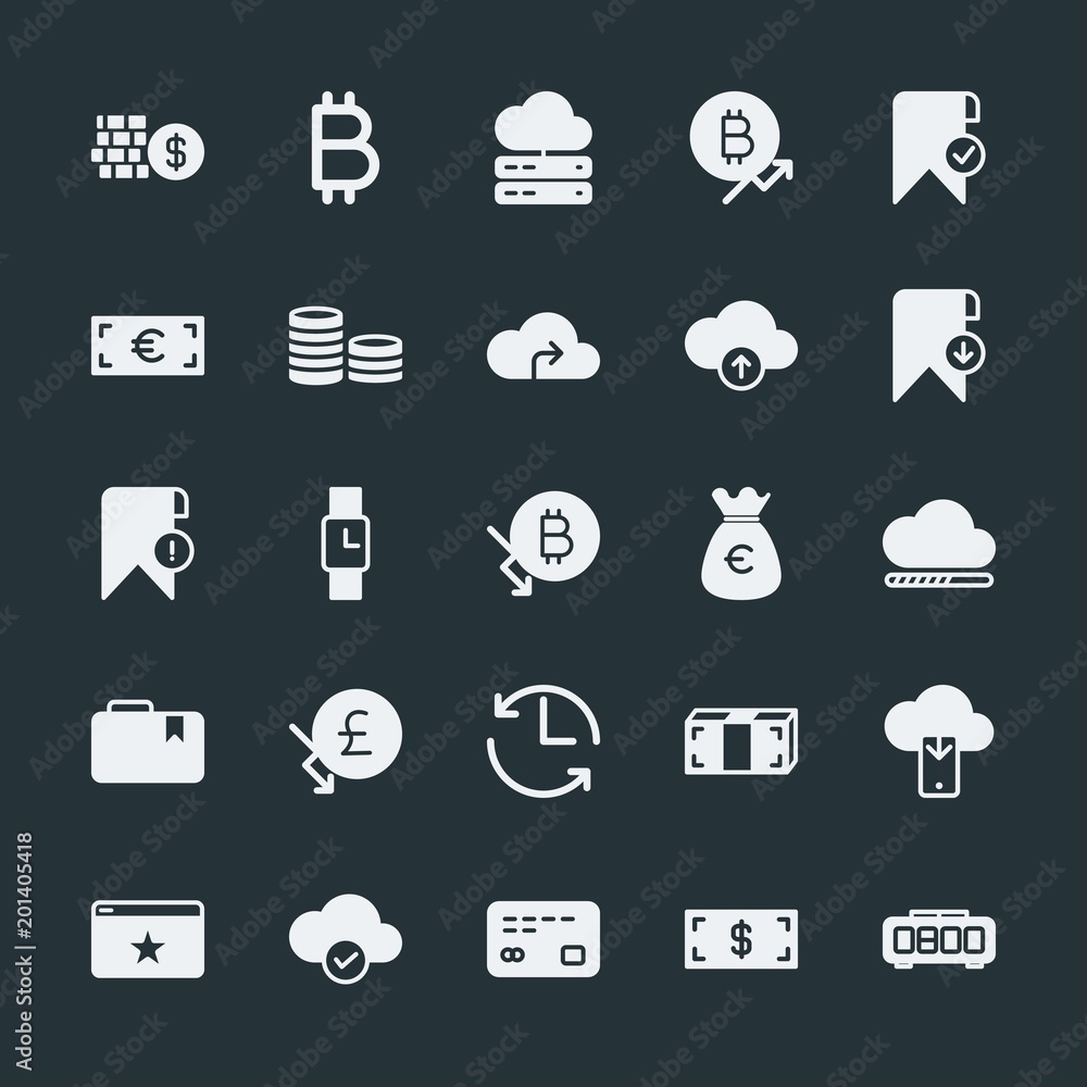 Modern Simple Set of money, cloud and networking, time, bookmarks Vector fill Icons. ..Contains such Icons as data, add, dollar, alarm and more on dark background. Fully Editable. Pixel Perfect. Modern Simple Set of money, cloud and networking, time, bookmarks Vector fill Icons. ..Contains such Icons as data, add, dollar, alarm and more on dark background. Fully Editable. Pixel Perfect.