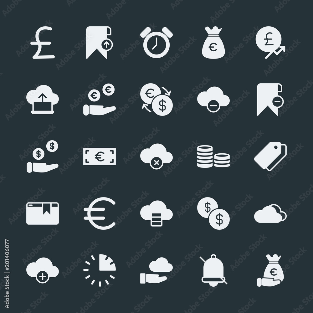 Modern Simple Set of money, cloud and networking, time, bookmarks Vector fill Icons. ..Contains such Icons as symbol, timer, business, and more on dark background. Fully Editable. Pixel Perfect. Modern Simple Set of money, cloud and networking, time, bookmarks Vector fill Icons. ..Contains such Icons as symbol, timer, business, and more on dark background. Fully Editable. Pixel Perfect.