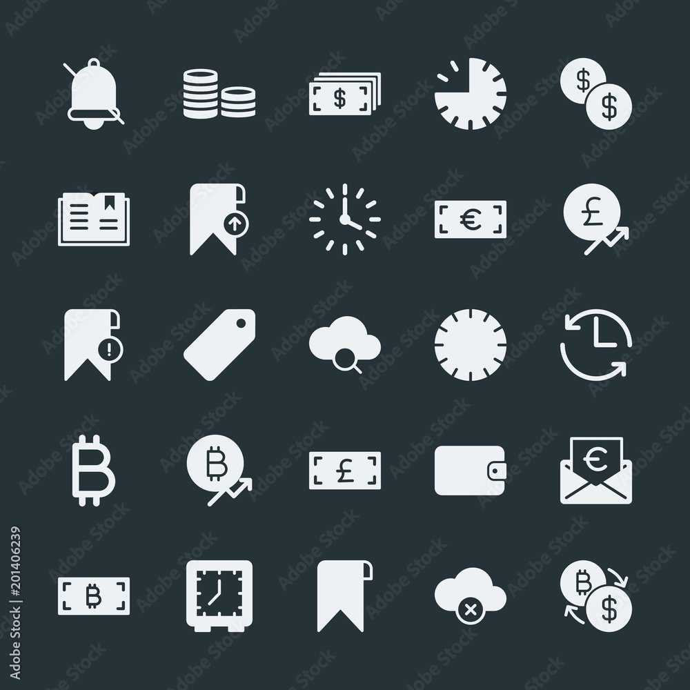 Modern Simple Set of money, cloud and networking, time, bookmarks Vector fill Icons. ..Contains such Icons as money, bookmark, book, coin, and more on dark background. Fully Editable. Pixel Perfect. Modern Simple Set of money, cloud and networking, time, bookmarks Vector fill Icons. ..Contains such Icons as money, bookmark, book, coin, and more on dark background. Fully Editable. Pixel Perfect.