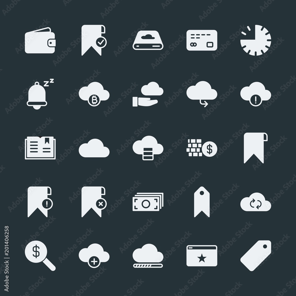 Modern Simple Set of money, cloud and networking, time, bookmarks Vector fill Icons. ..Contains such Icons as purse, payment, minute, sky and more on dark background. Fully Editable. Pixel Perfect. Modern Simple Set of money, cloud and networking, time, bookmarks Vector fill Icons. ..Contains such Icons as purse, payment, minute, sky and more on dark background. Fully Editable. Pixel Perfect.