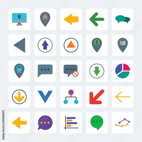 Free Download Modern Simple Set of location, arrows, charts, chat and messenger Vector flat Icons. .Contains such Icons as home,  cursor,  speech,  web, up and more on gray background. Fully Editable. Pixel Perfect - GFXLoad