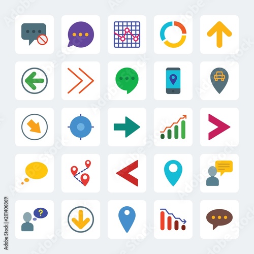 Free Download Modern Simple Set of location, arrows, charts, chat and messenger Vector flat Icons. .Contains such Icons as  white,  vector,  question, page and more on gray background. Fully Editable. Pixel Perfect - GFXLoad
