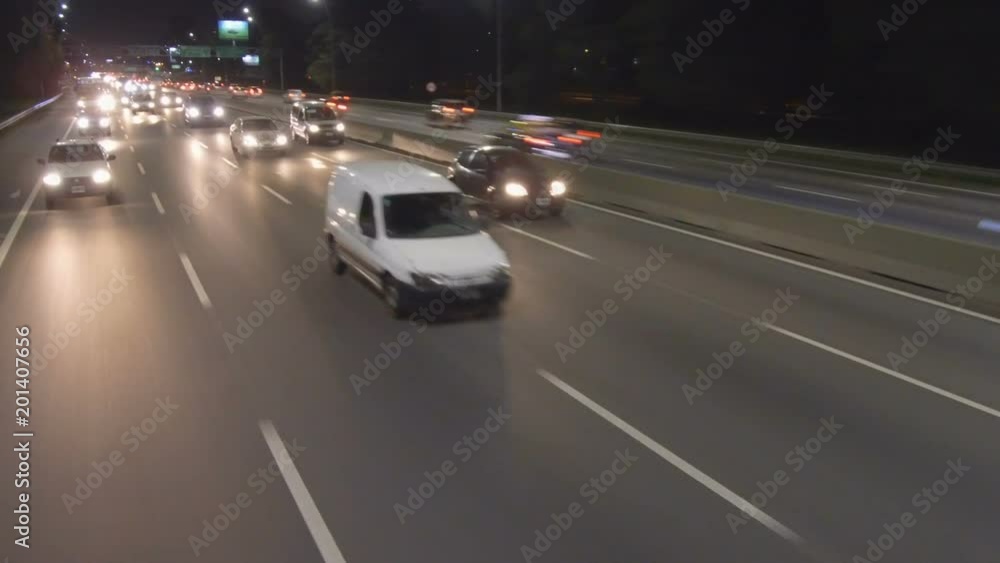 Highway traffic / Bridge, Entry Ramp. Drone- aerial view. Dusk - Magic Hour, night Highway traffic / Bridge, Entry Ramp. Drone- aerial view. Dusk - Magic Hour, night