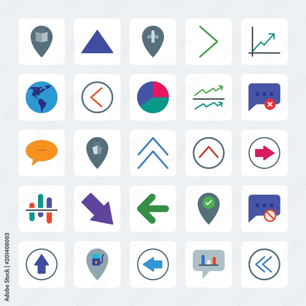 Modern Simple Set of location, arrows, charts, chat and messenger Vector flat Icons. .Contains such Icons as block, car, gas, finance, up and more on gray background. Fully Editable. Pixel Perfect Modern Simple Set of location, arrows, charts, chat and messenger Vector flat Icons. .Contains such Icons as block, car, gas, finance, up and more on gray background. Fully Editable. Pixel Perfect
