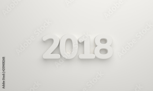 2018 white bold number 3d rendering