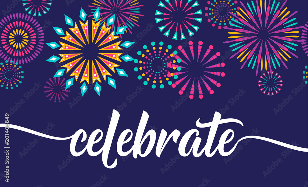 Celebrate vector background with fireworks border Celebrate vector background with fireworks border