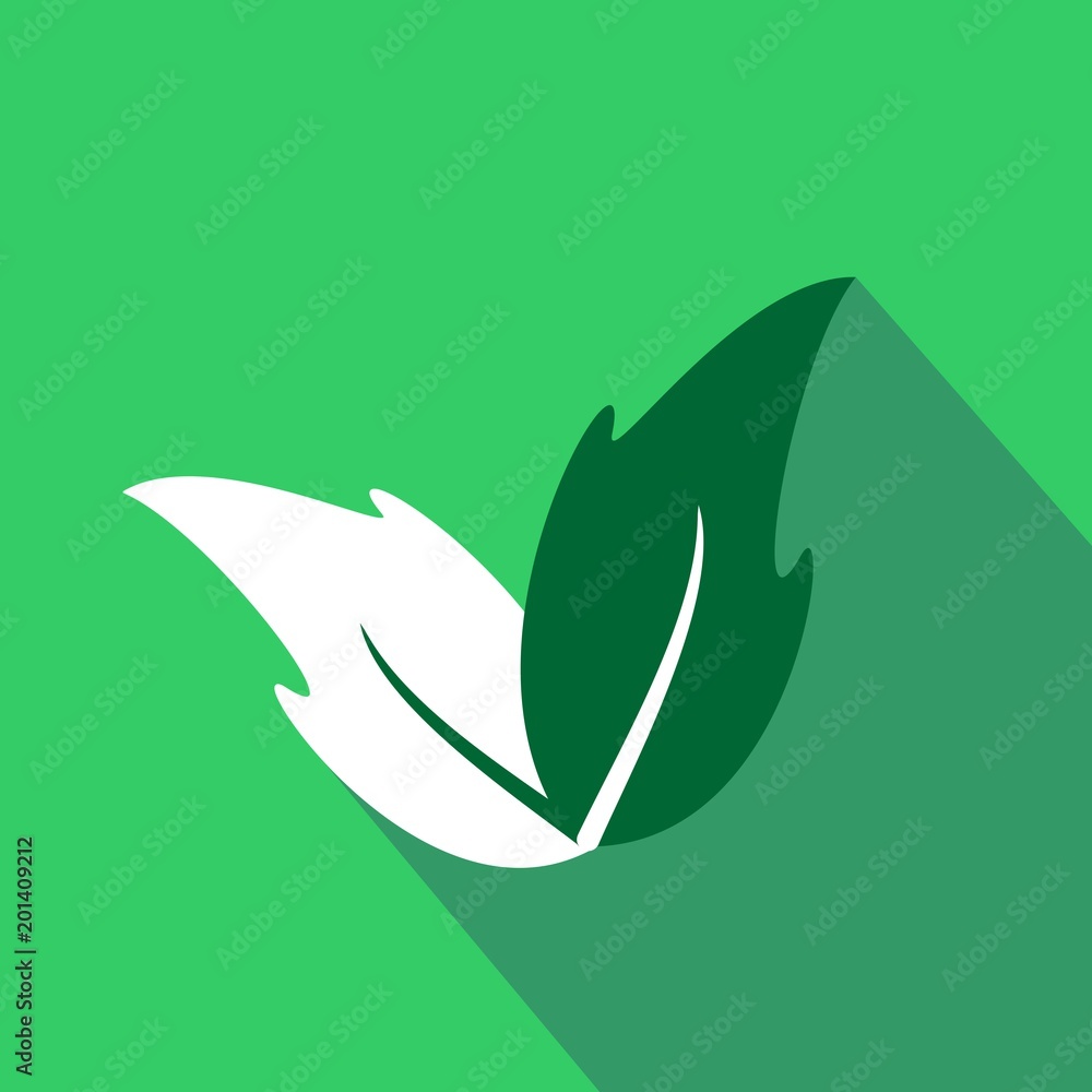 Leaf flat icon with long shadow. Vector graphic Illustration. Leaf flat icon with long shadow. Vector graphic Illustration.