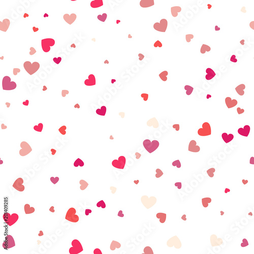 Background with different colored confetti hearts for valentine time. Seamless pattern