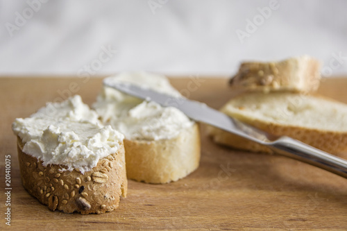 Table decoration of bread and yogurt