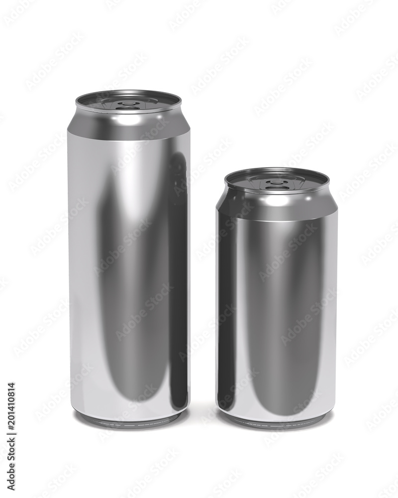 Large and small beer cans (3d illustration). Large and small beer cans (3d illustration).