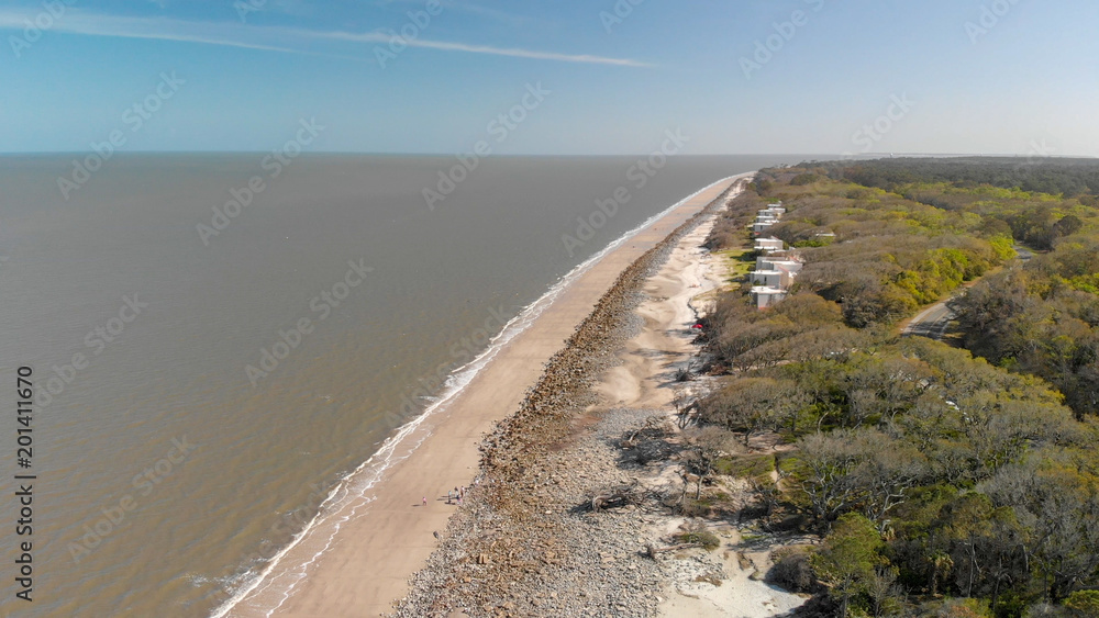 Aerial view of Driftwood Beach in Jekyll Island, Georgia Aerial view of Driftwood Beach in Jekyll Island, Georgia