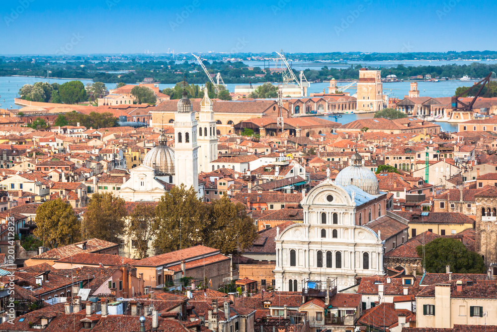Venice cityscape - view from Campanile di San Marco. UNESCO World Heritage Site.