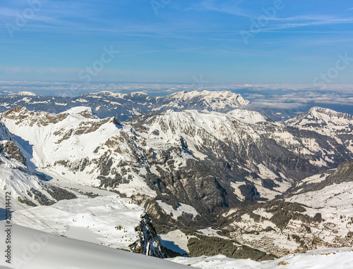 Wintertime view from Mt. Titlis in Switzerland