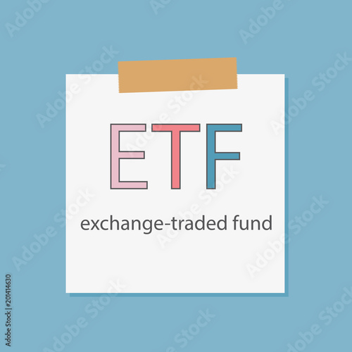 ETF exchange-traded fund written in notebook paper- vector illustration
