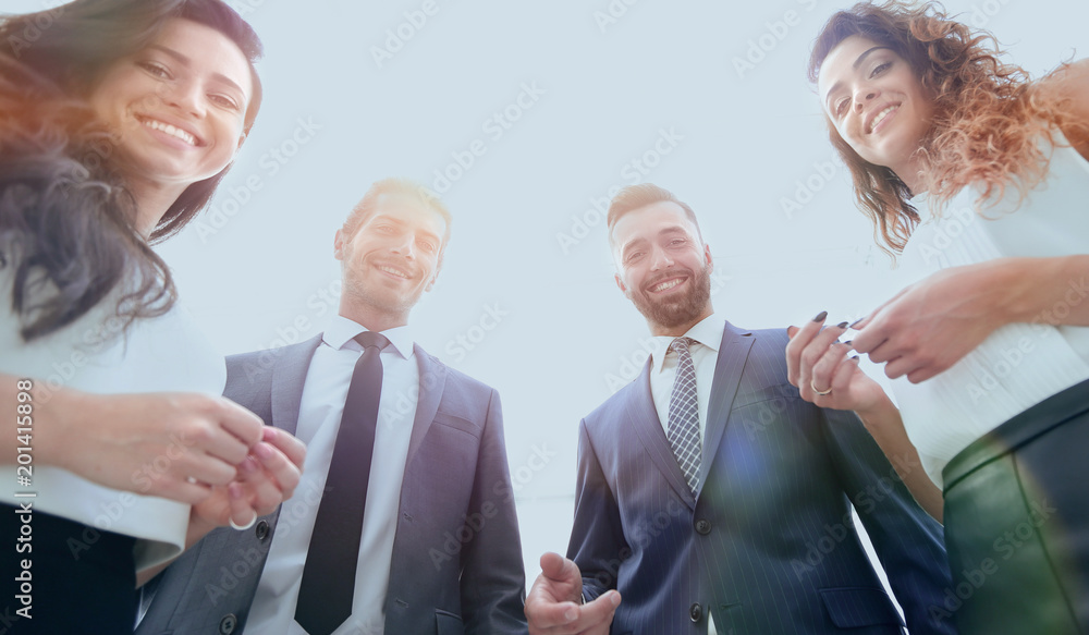 bottom view.group of successful business people. bottom view.group of successful business people.
