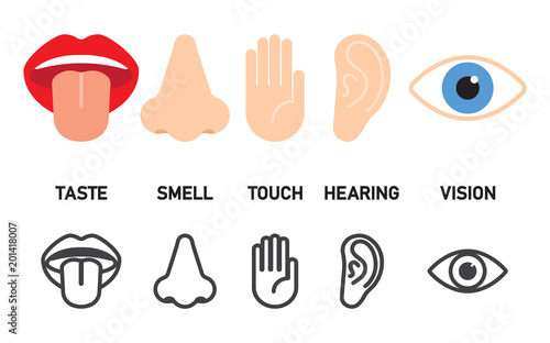 Icon set of five human senses