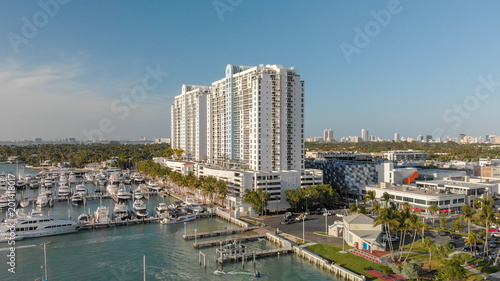 Aerial view of Miami Beach and Venetian Way at sunset © jovannig