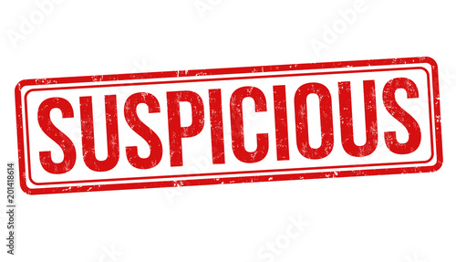 Suspicious grunge rubber stamp