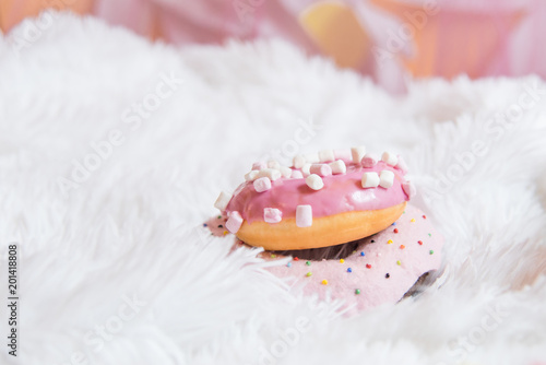 Homemade Traditional sweets doughnuts n white background.