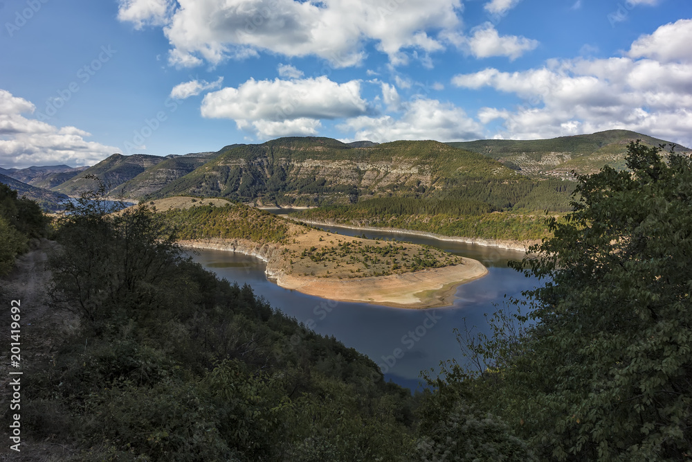 day view at the beauty river curve - meander of Arda River, Bulgaria