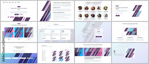 Set of vector templates for website design, minimal presentations, portfolio. UI, UX, GUI. Design of headers, dashboard, contact forms, features page, pricing, testimonials, e-commerce page, blog etc