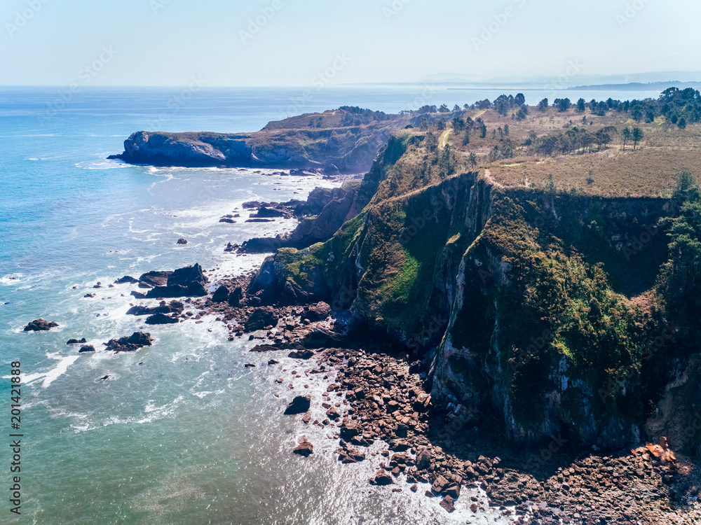 Obraz premium Aerial view of cliffs in Asturias