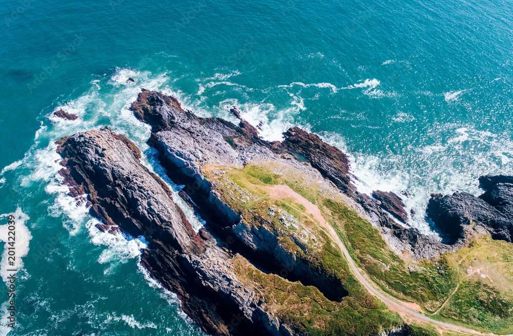 Aerial view of cliffs in Asturias
