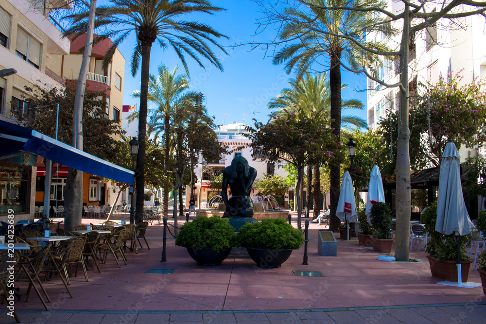 Estepona. A sunny day in the street of Estepona. Malaga, Costa del Sol, Andalusia, Spain. Picture taken – 18 april 2018.