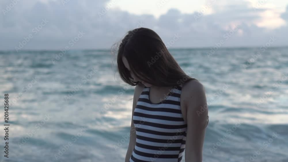 beautiful alone girl on the beach beautiful alone girl on the beach