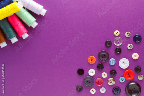 white card on the background of attributes for sewing
